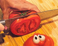 GOD WANTS ME , DASS ZU VERFÜGERN!?! - Ölgemälde eines gekräuselten Bobs der Tomate