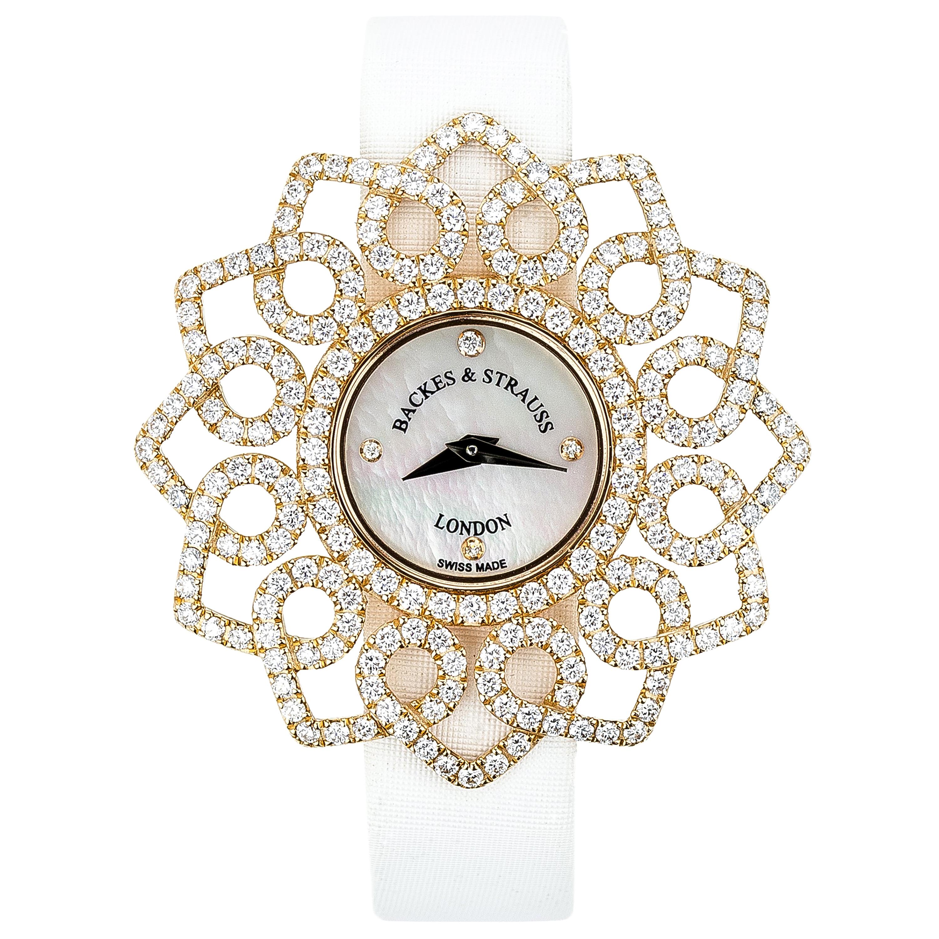 Victoria Snowdrop Luxury Diamond Watch for Women Rose Gold For Sale