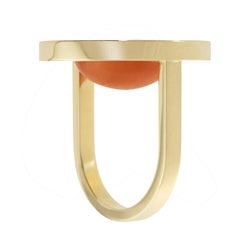 Victoria Strigini: Ancient Roman Floating Cabochon Ring in 18k Gold & Carnelian