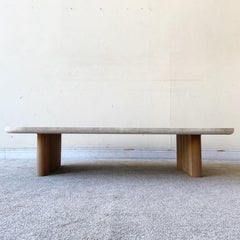 Victoria Teak Coffee Table with Travertine Top by Harbour