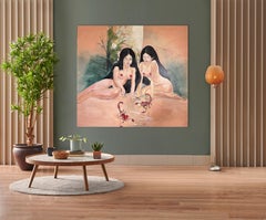 Contemporary Figurative Expressionism Warm Earth Tones Female Figures Painting
