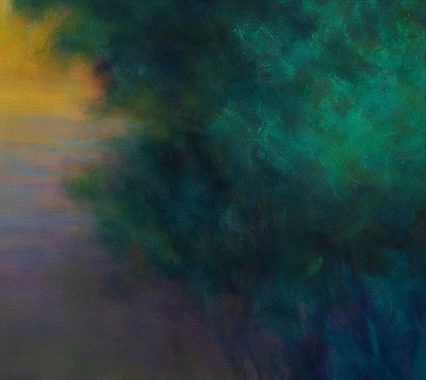 A Walk To The Pond - Black Landscape Painting by Victoria Veedell