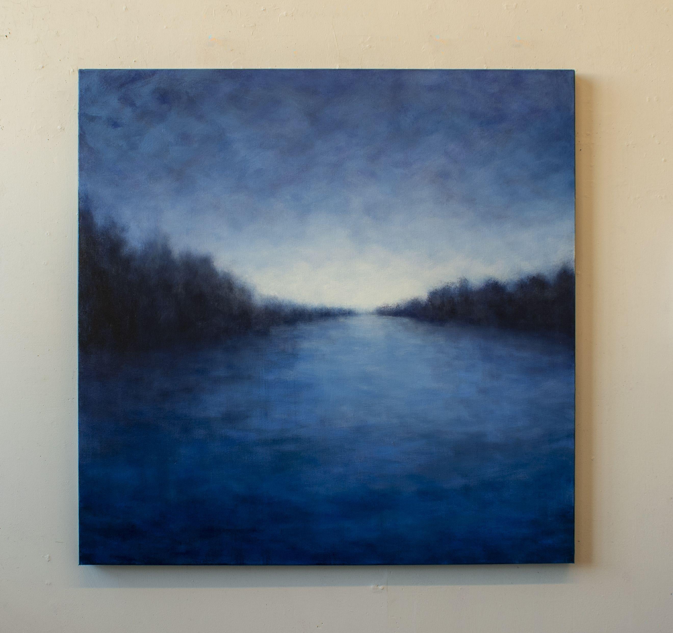 Atardecer en el lago, Pintura, Óleo sobre lienzo - Painting de Victoria Veedell