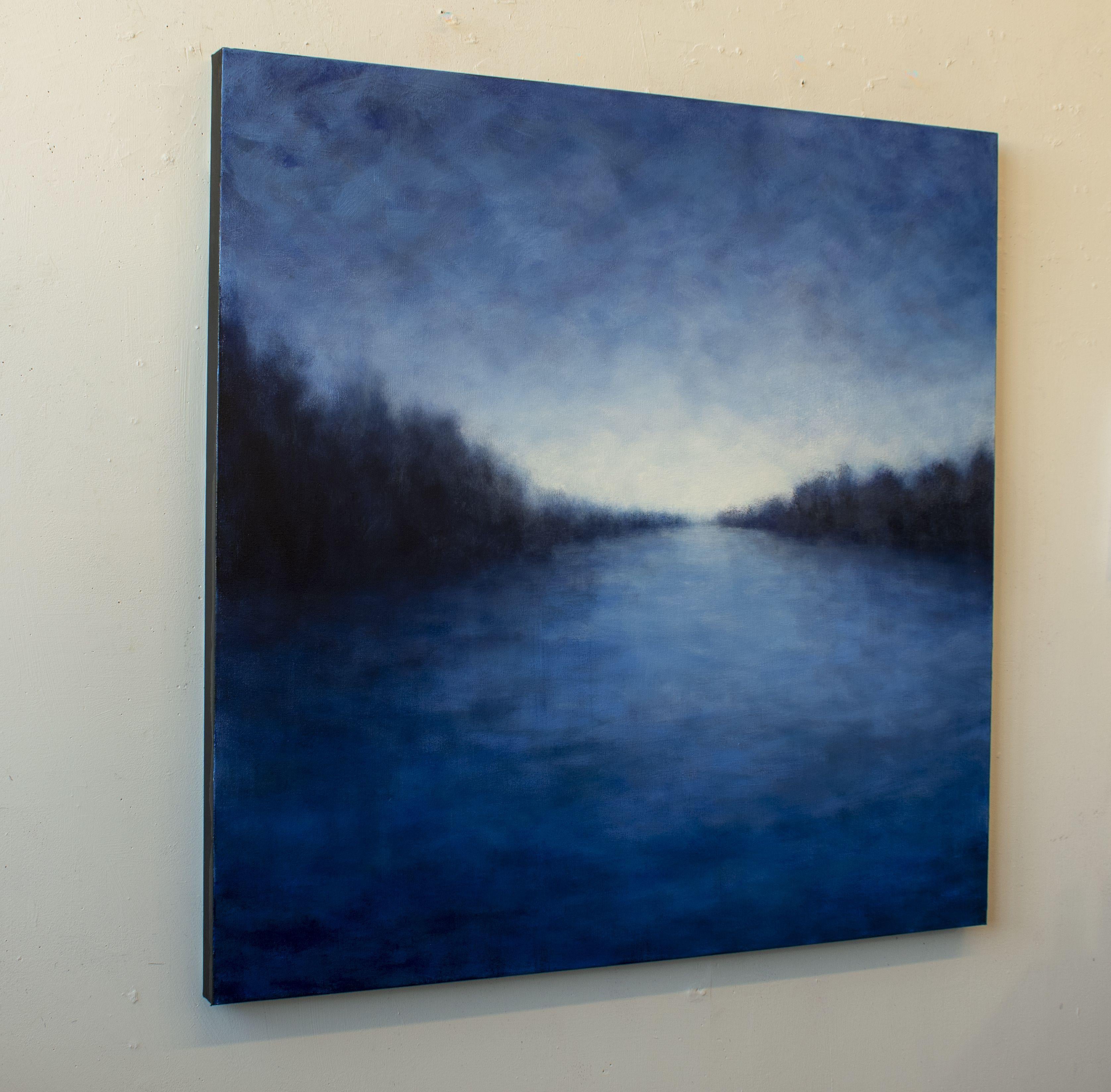Evening on the Lake, Painting, Oil on Canvas For Sale 1