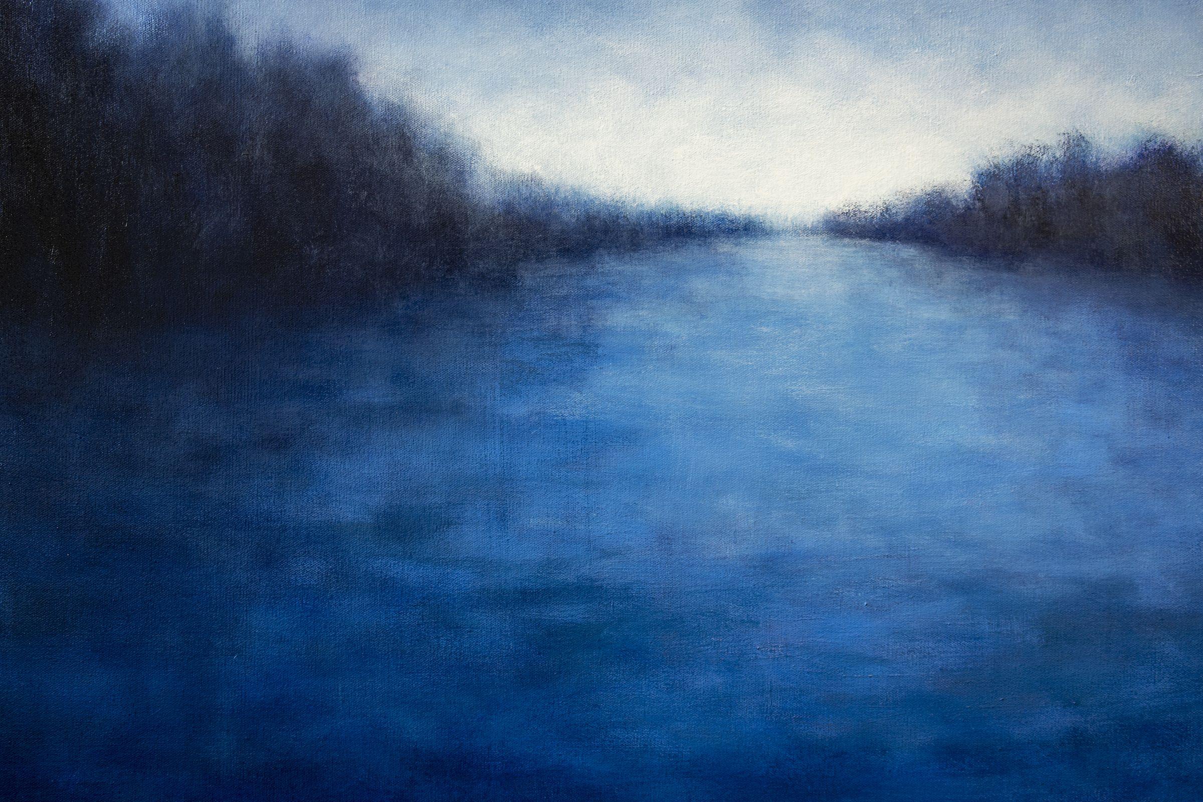 Evening on the Lake, Painting, Oil on Canvas For Sale 2