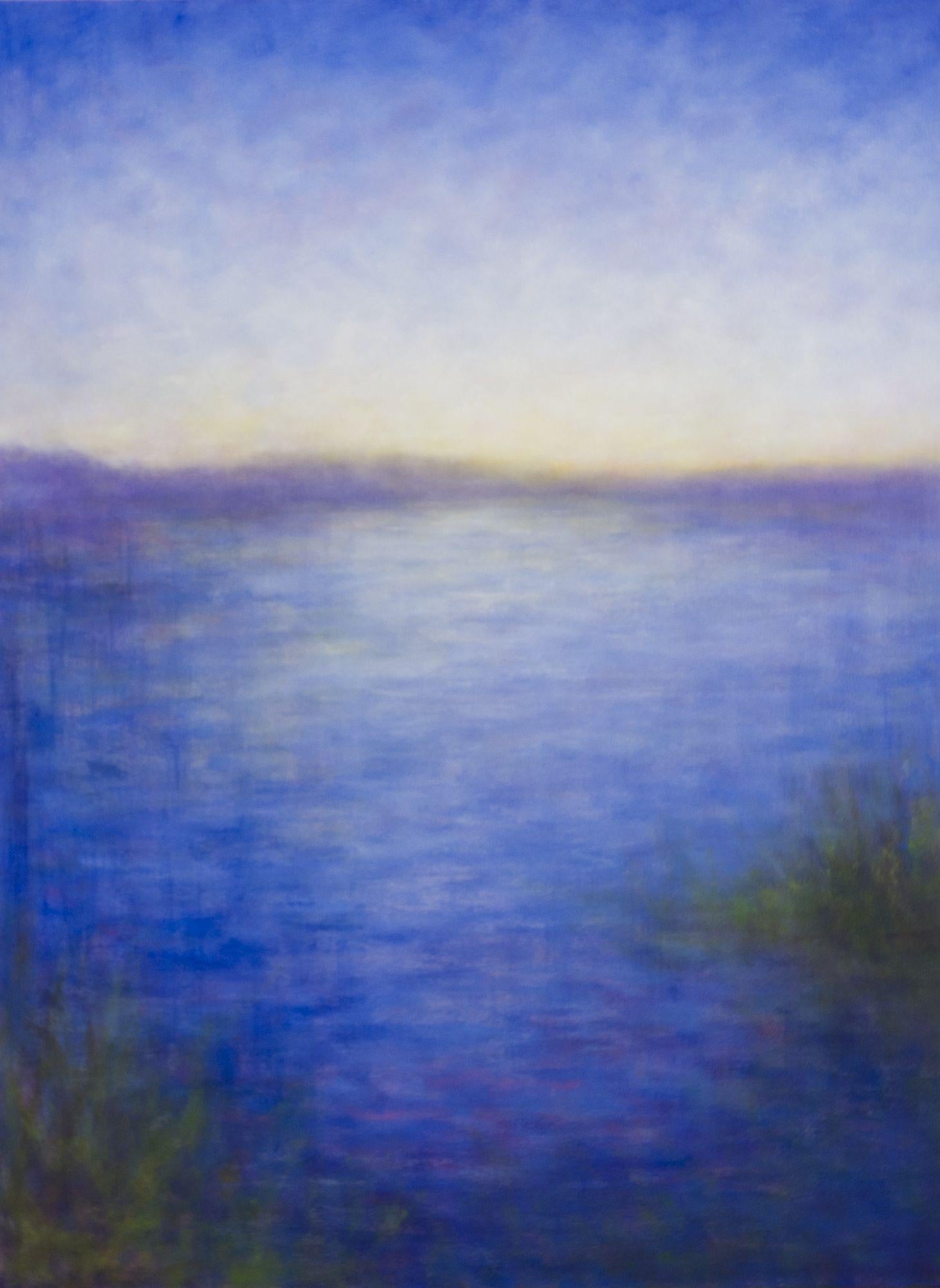 This painting is like a memory of day spent on the beach in Santa Barbara, California.  I was mesmerized by the beautiful blues of the Pacific Ocean standing on the shore looking out at the islands on the horizon.  :: Painting :: Impressionist ::