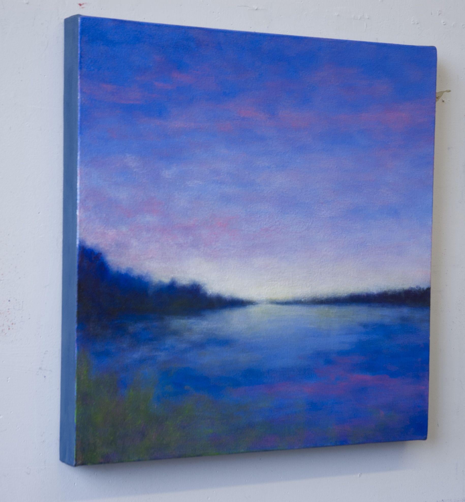 Die Vorstellung vom Ende des Tages, wenn die Sonne untergeht und sich das Licht des Himmels verändert :: Gemälde :: Impressionist :: Dieses Werk wird mit einem offiziellen, vom Künstler unterzeichneten Echtheitszertifikat geliefert :: Bereit zum