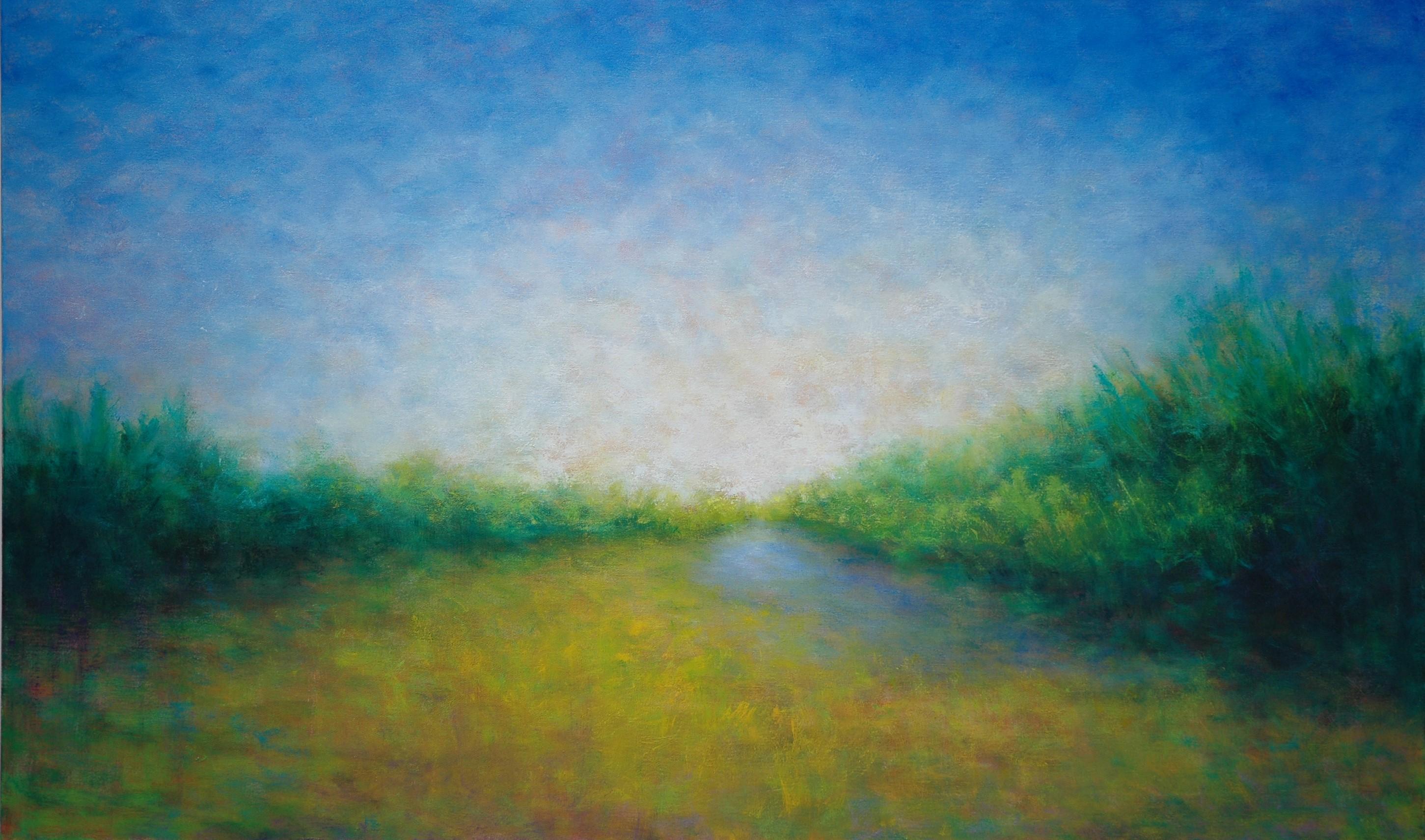 Victoria Veedell Landscape Painting – Sommergarten-Teich