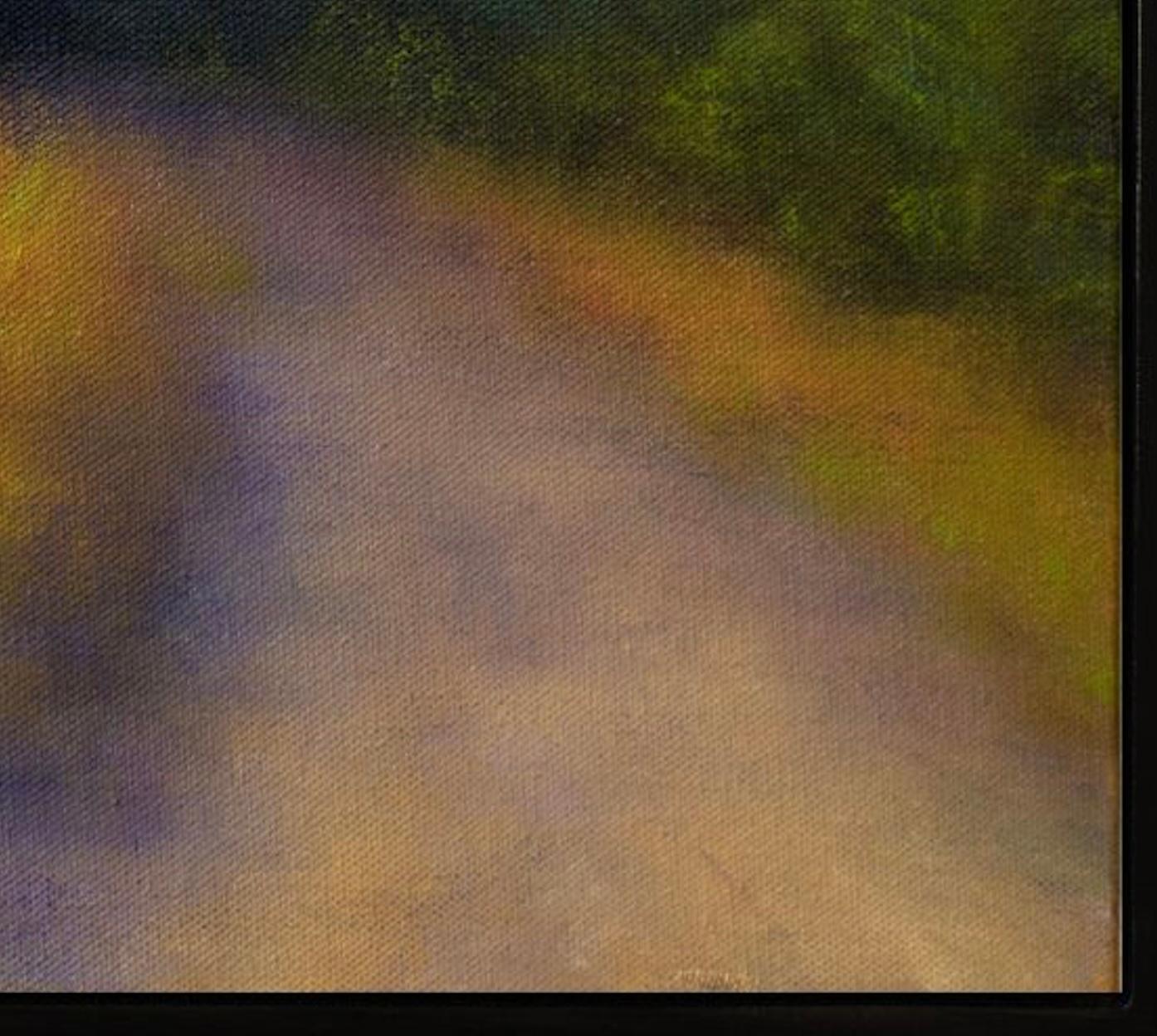 Marcher à la campagne - Gris Landscape Painting par Victoria Veedell