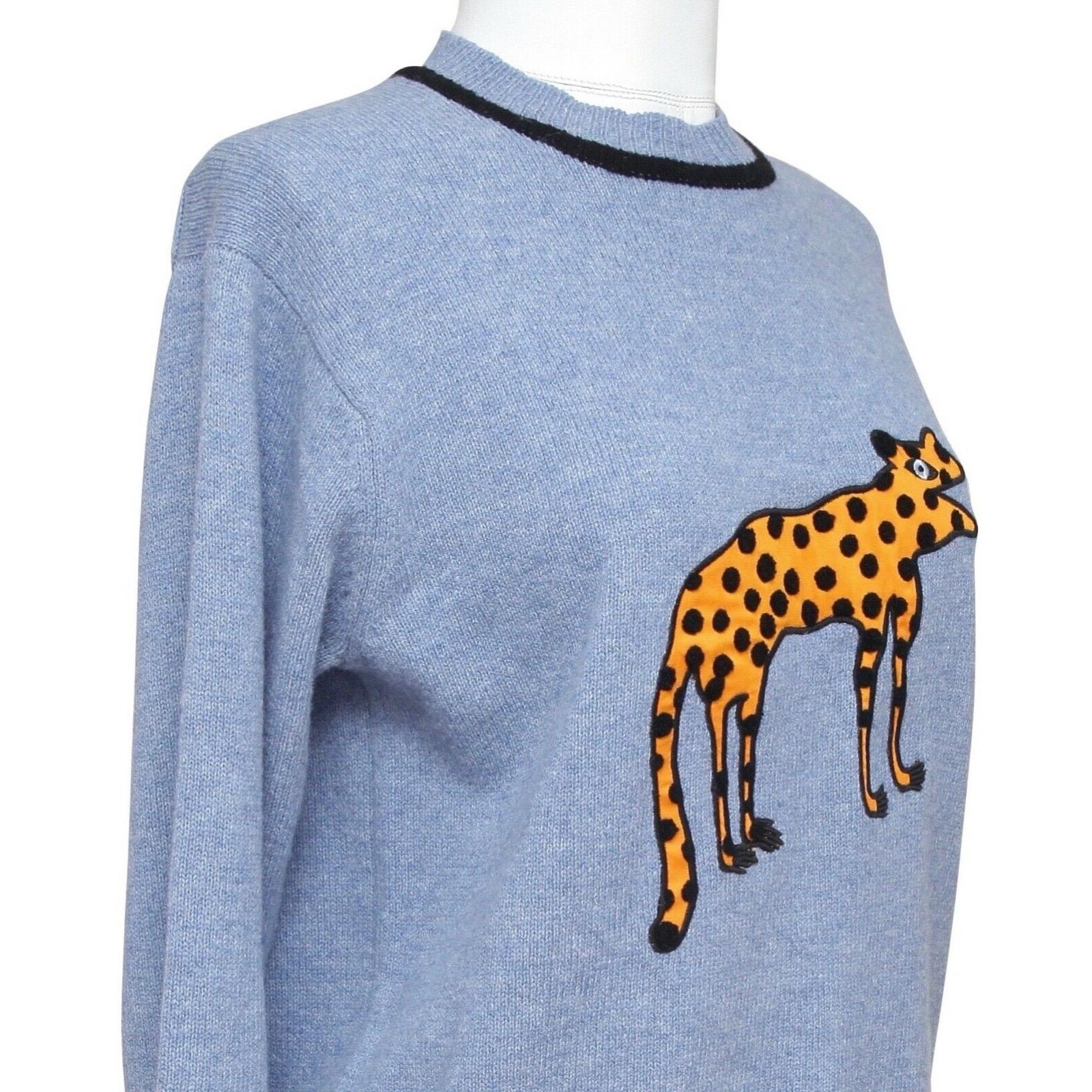 Purple VICTORIA VICTORA BECKHAM Sweater Long Sleeve Animal Blue Black Wool Sz XS For Sale