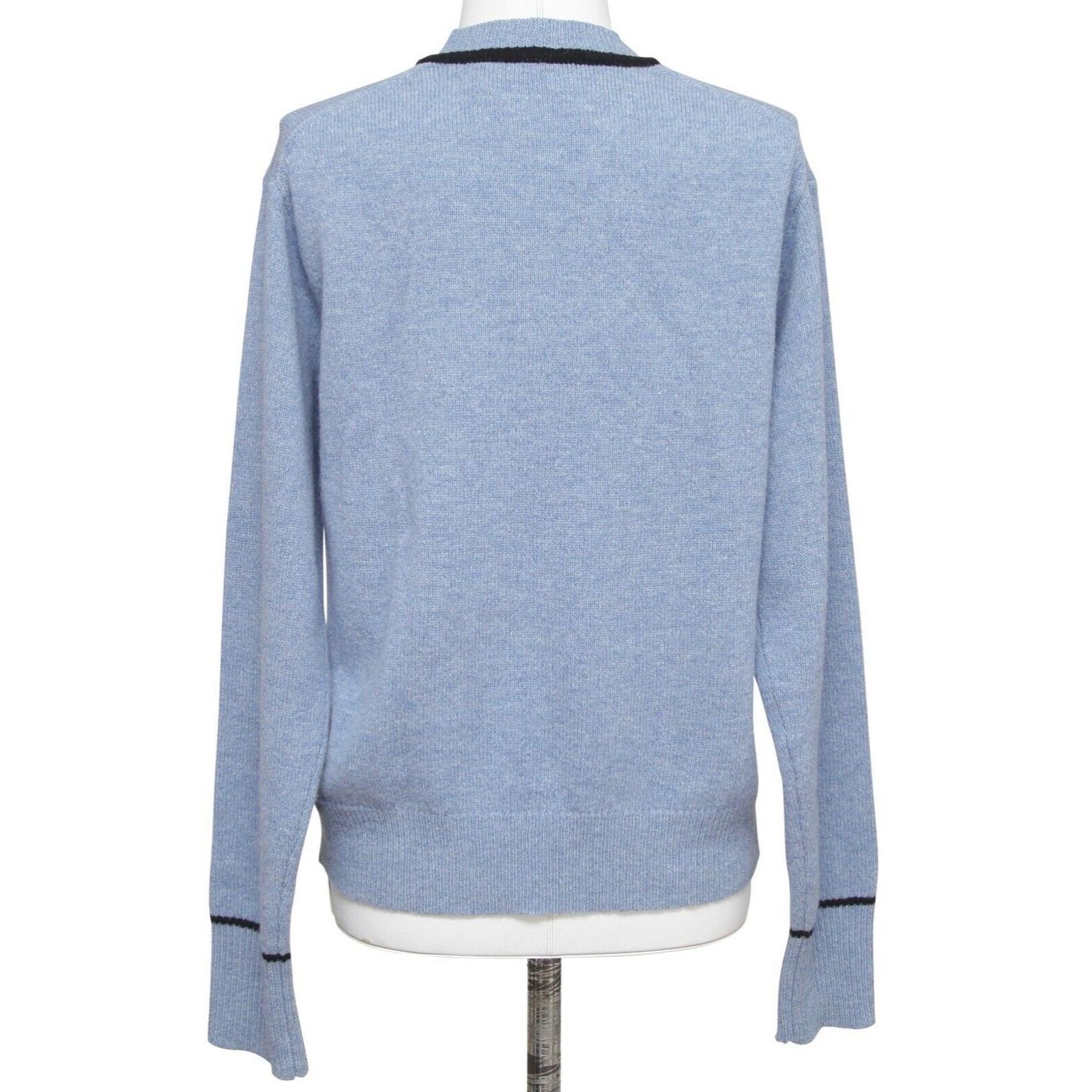 VICTORIA VICTORA BECKHAM Sweater Long Sleeve Animal Blue Black Wool Sz XS For Sale 2