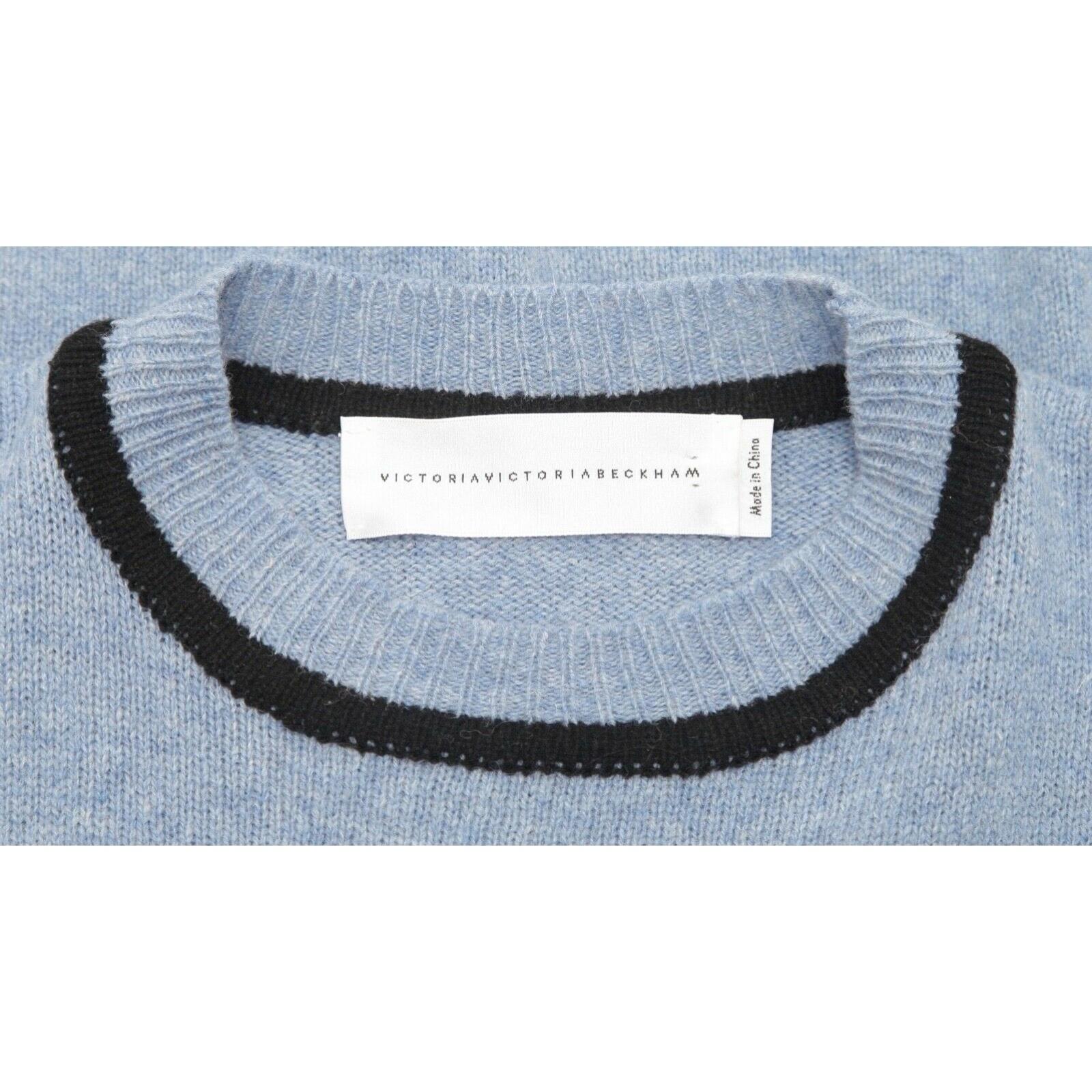 VICTORIA VICTORA BECKHAM Sweater Long Sleeve Animal Blue Black Wool Sz XS For Sale 3