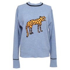VICTORIA VICTORA BECKHAM Sweater Long Sleeve Animal Blue Black Wool Sz XS