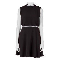 Victoria Victoria Beckham Black Crepe Ribbed Trim Sleeveless Mini Dress M