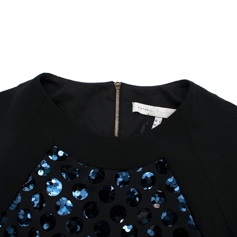 Victoria Victoria Beckham Black Laser Cut Sequin Mini Dress - Size US 2 ...