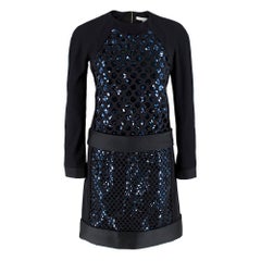 Victoria Victoria Beckham Black Laser Cut Sequin Mini Dress - Size US 2
