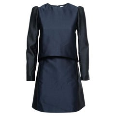 Used Victoria Victoria Beckham Black/Navy Blue Jacquard Satin Two Piece Dress S