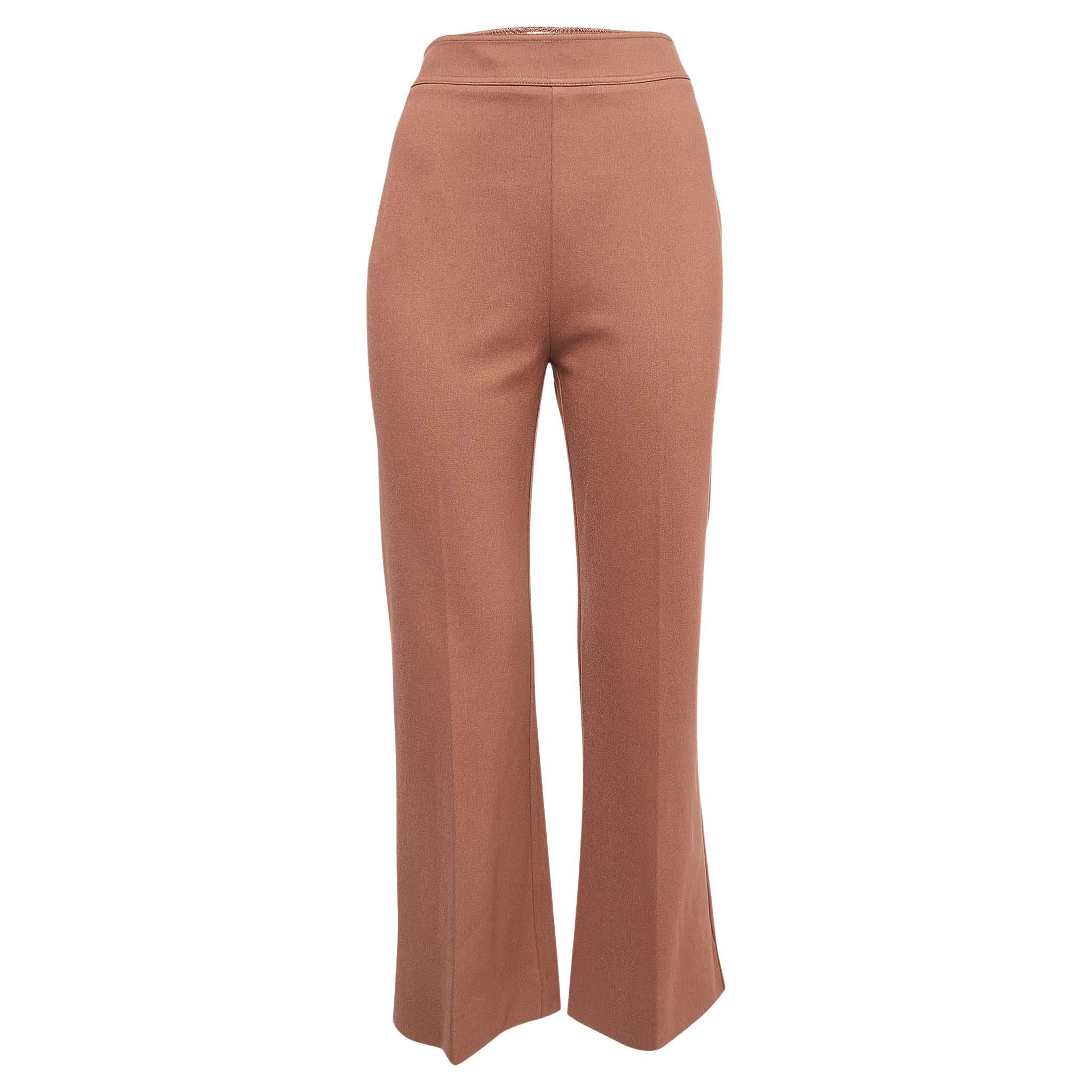 Victoria Victoria Beckham Brown Stretch Knit Flared Trousers M For Sale