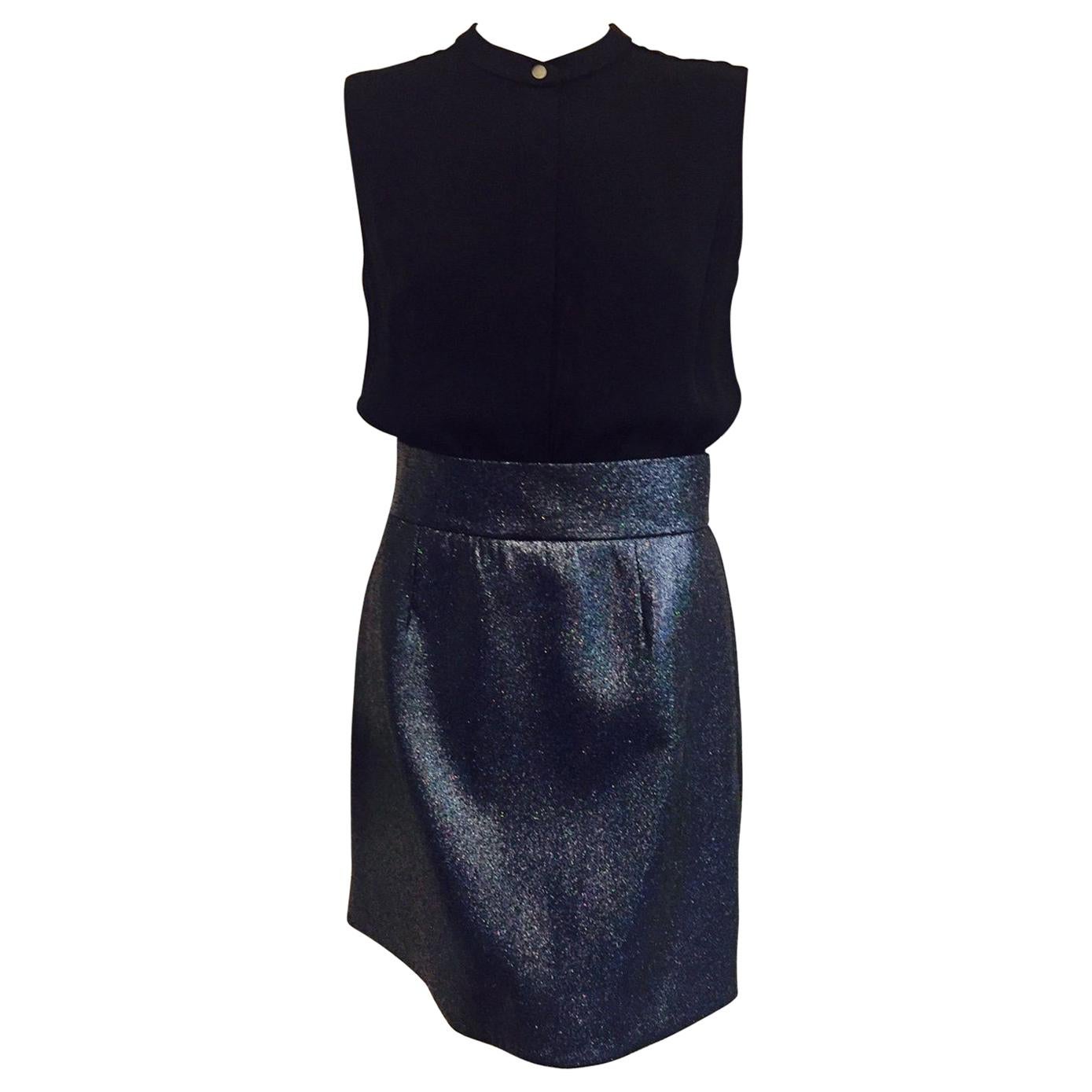 Victoria Victoria Beckham Cocktail Dress w/Midnight Glitter Skirt Size 6 US For Sale