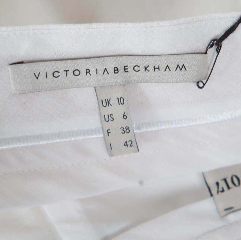 Women's Victoria Victoria Beckham Cream Canvas Ruffled Hem Mini Skirt M For Sale