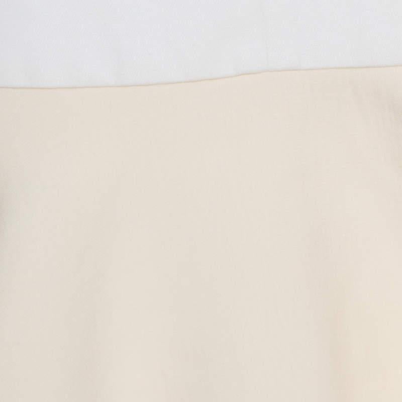 Victoria Victoria Beckham Cream Canvas Ruffled Hem Mini Skirt M For Sale 1