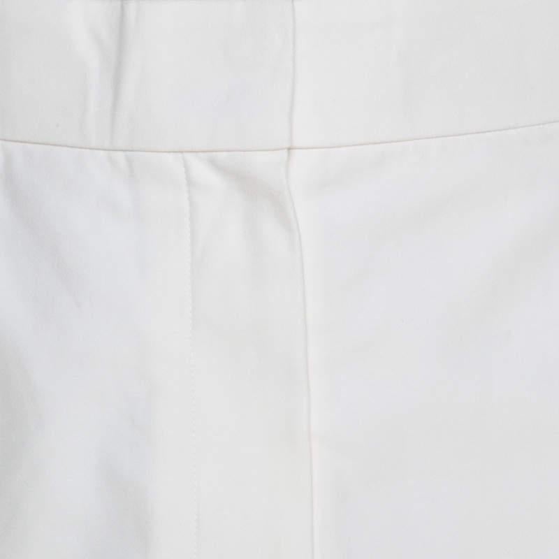 Victoria Victoria Beckham Cream Canvas Ruffled Hem Mini Skirt M For Sale 2