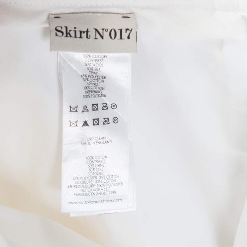 Victoria Victoria Beckham Cream Canvas Ruffled Hem Mini Skirt M For Sale 3