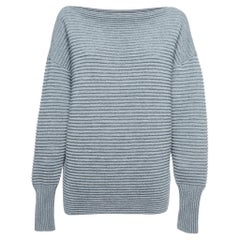 Victoria Victoria Beckham Grey Ribbed Knit Sweater L