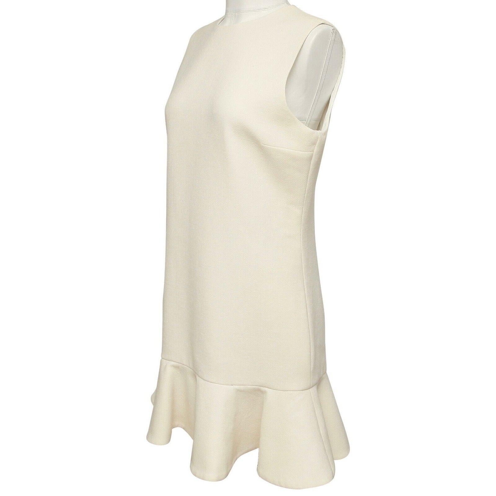 VICTORIA VICTORIA BECKHAM Ivory Dress Sleeveless Wool Crepe Flared Sz M In Good Condition In Hollywood, FL