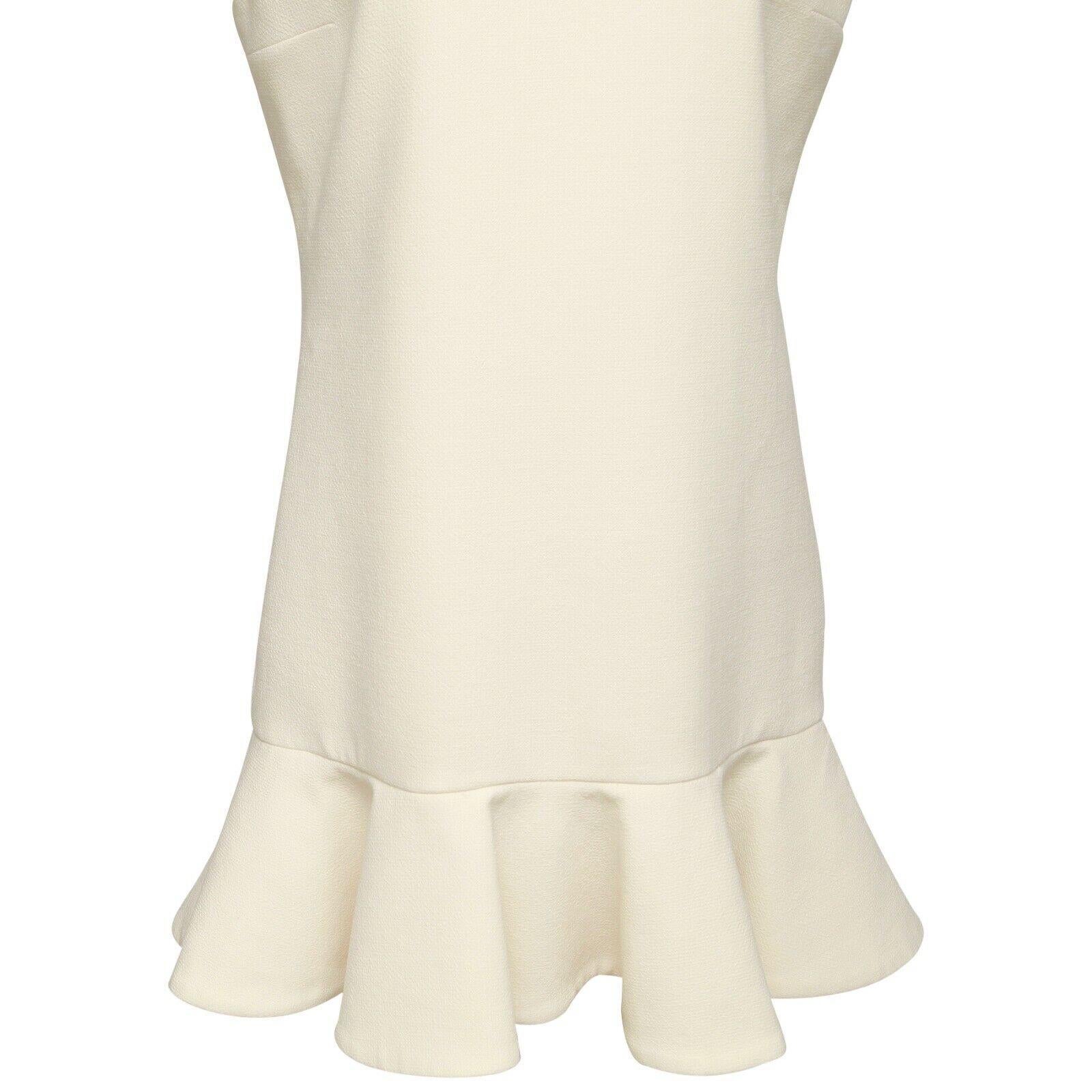 VICTORIA VICTORIA BECKHAM Ivory Dress Sleeveless Wool Crepe Flared Sz M For Sale 1