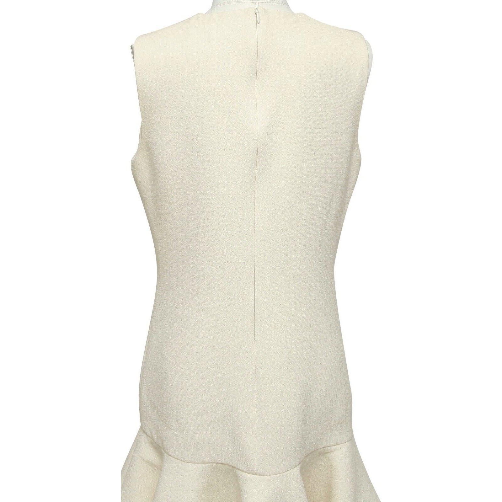 VICTORIA VICTORIA BECKHAM Ivory Dress Sleeveless Wool Crepe Flared Sz M For Sale 2