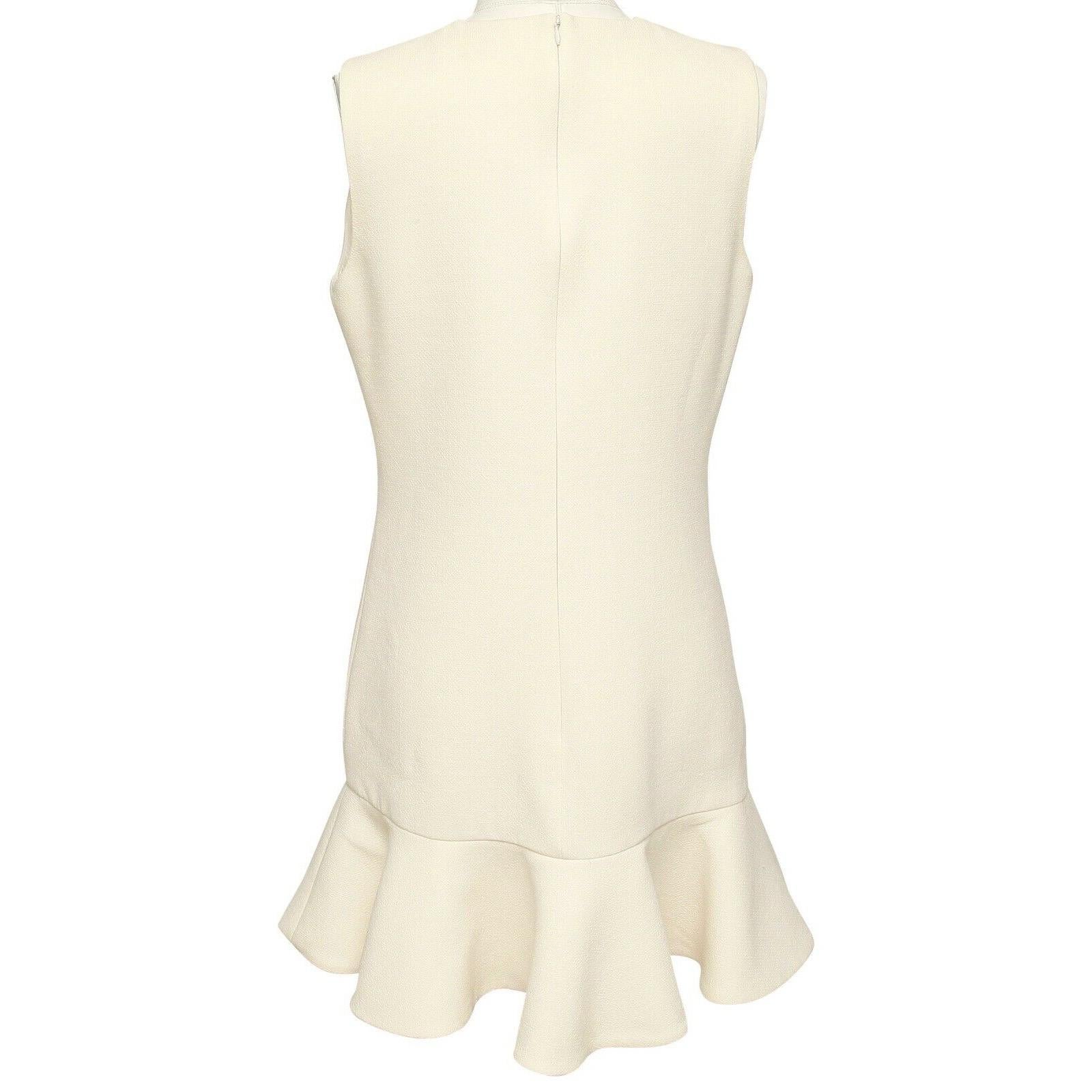VICTORIA VICTORIA BECKHAM Ivory Dress Sleeveless Wool Crepe Flared Sz M For Sale 3