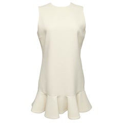 VICTORIA VICTORIA BECKHAM Ivory Dress Sleeveless Wool Crepe Flared Sz M