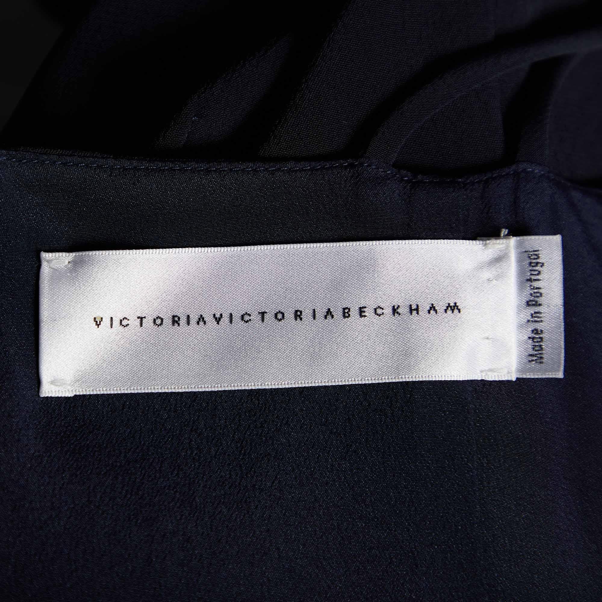 Victoria Victoria Beckham Bleu marine Mini robe plongeante à col V M Bon état - En vente à Dubai, Al Qouz 2