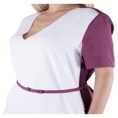 Victoria Victoria Beckham Purple and White Belted Shift Dress L