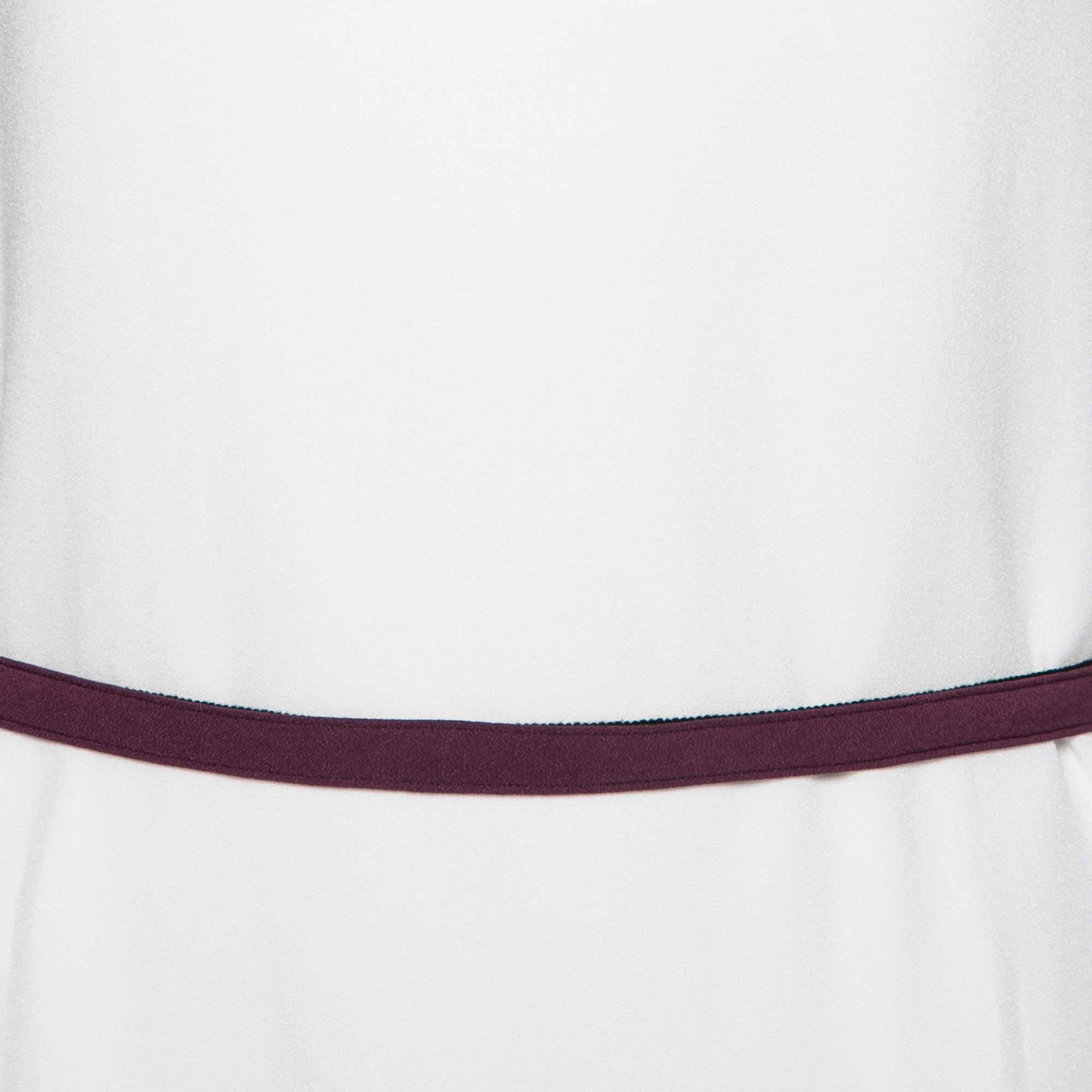 Gray Victoria Victoria Beckham Purple and White Belted Shift Dress L