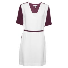Victoria Victoria Beckham Purple and White Belted Shift Dress L