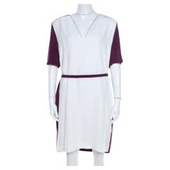 Victoria Victoria Beckham Purple and White Belted Shift Dress L