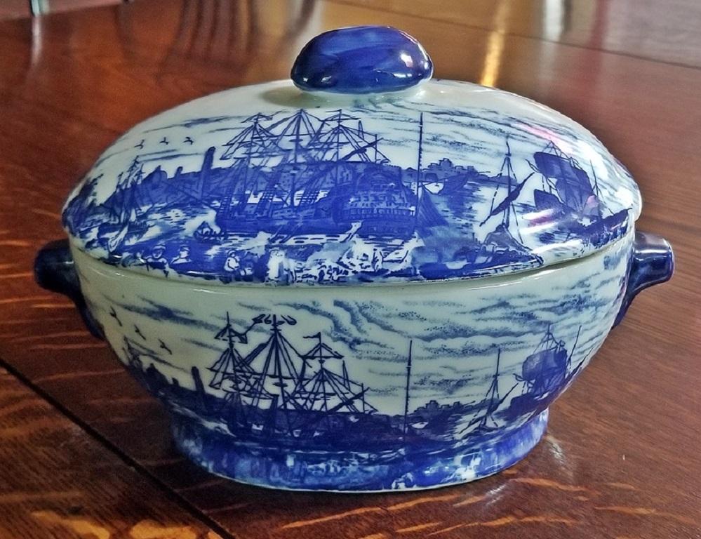 Painted Victoria Ware Ironstone Lidded Tureens of Shipping Scenes