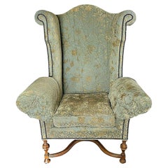 Victoria & William Wingback Damask Library Throne Chair by Lee Jofa
