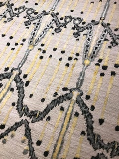 Victoria Yellow and Black Hand-Knotted Tufted Wool Rug
