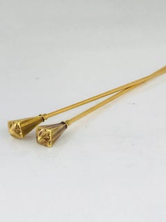 Victoria, circa 1830 Hat Pin, Set Identical Pair, Tapered Gilded Vermeil