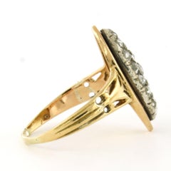 VICTORIAN ring with rose cut diamonds up to 0.35ct 18k gold and silver 3.6 gram
