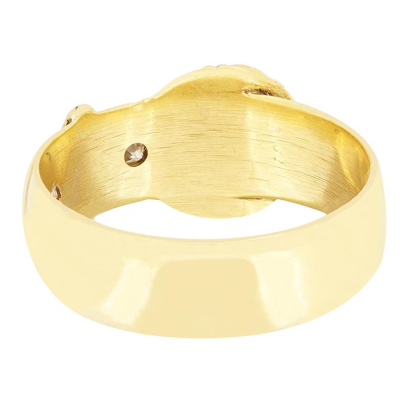 Taille vieille Europe Bague victorienne à boucle en diamant de 0,10 ct, c.I.C. en vente