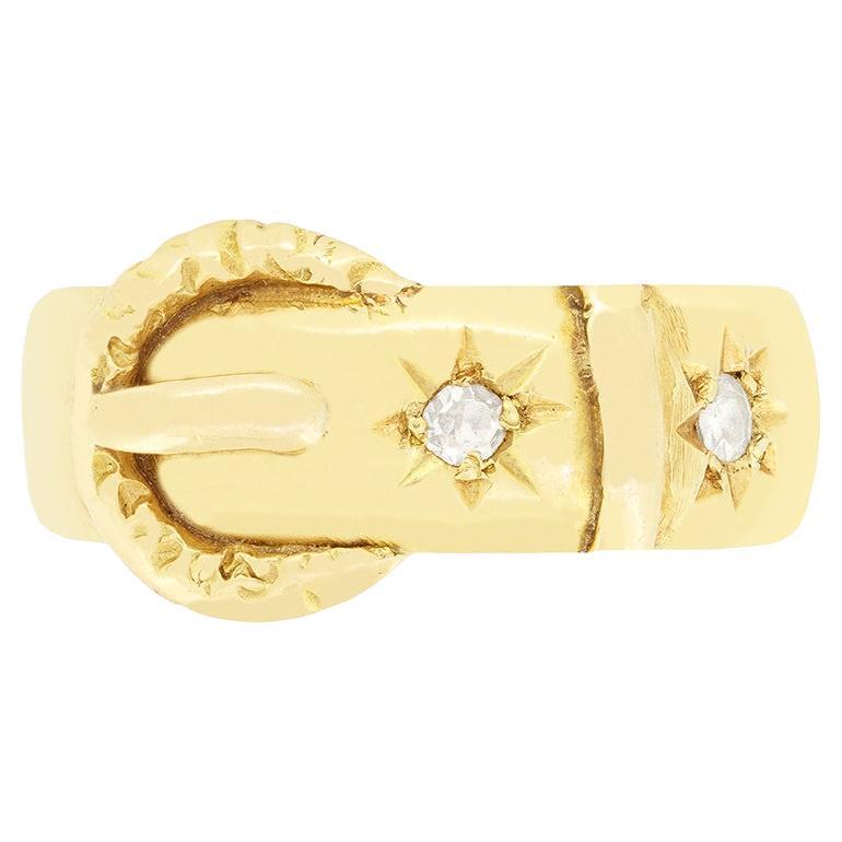 Bague victorienne à boucle en diamant de 0,10 ct, c.I.C. en vente