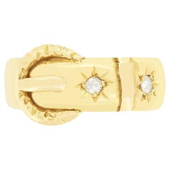 Bague victorienne à boucle en diamant de 0,10 ct, c.I.C.