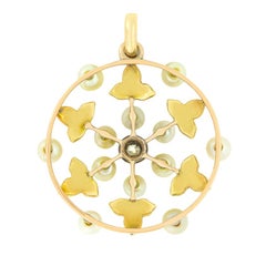 Victorian 0.10ct Diamond, Pearl and Enamel Pendant, c.1880s