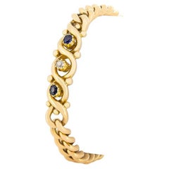 Pulsera victoriana con cadena de diamantes y zafiros de 0,20 ct, c.1880
