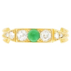 Antique Victorian 0.20ct Emerald and Diamond Three Stone, c.1880s