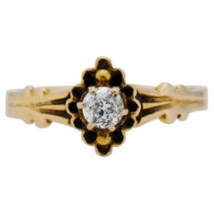 Victorian 0.23 carat Round Cut Diamond Yellow Gold Antique Engagement Ring